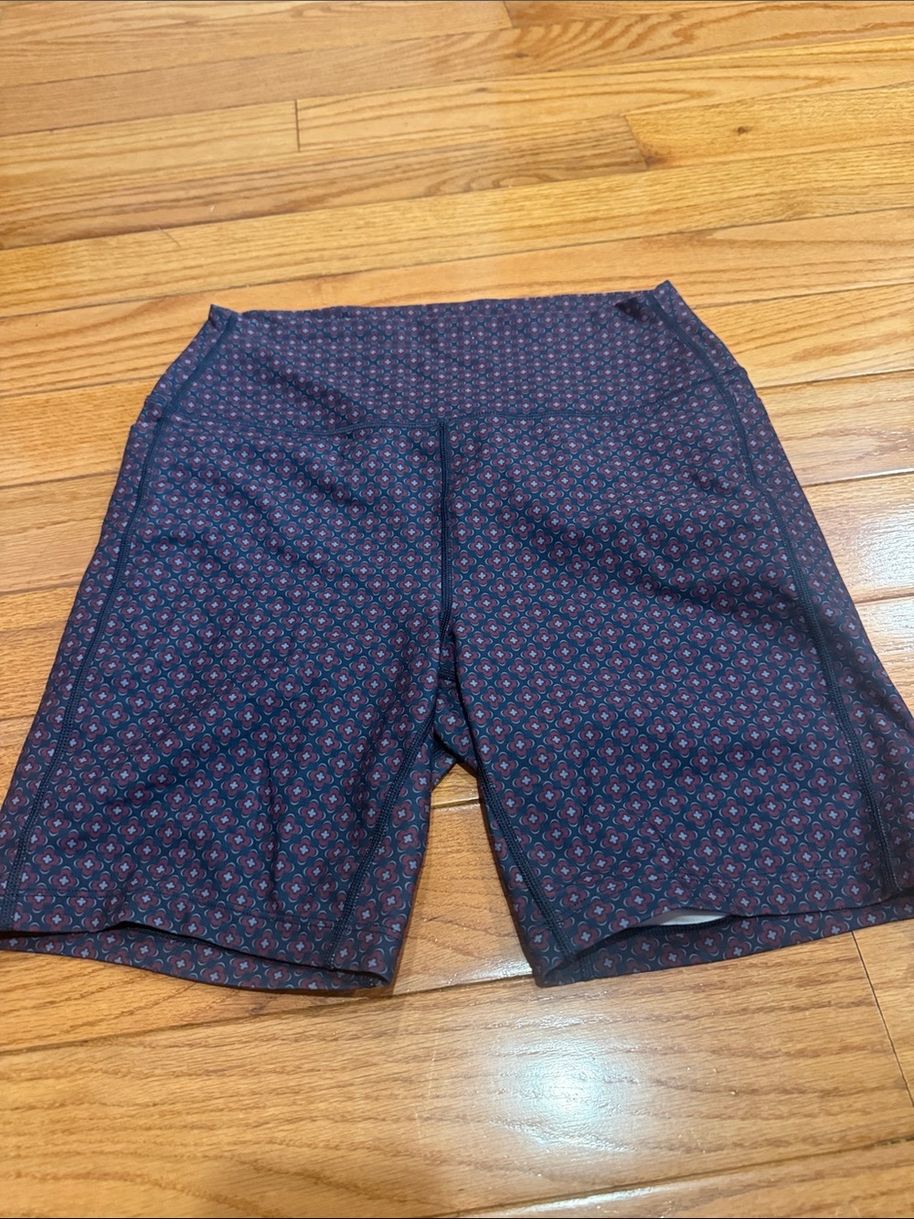 Peloton Navy and Pink Patterned Bike Shorts